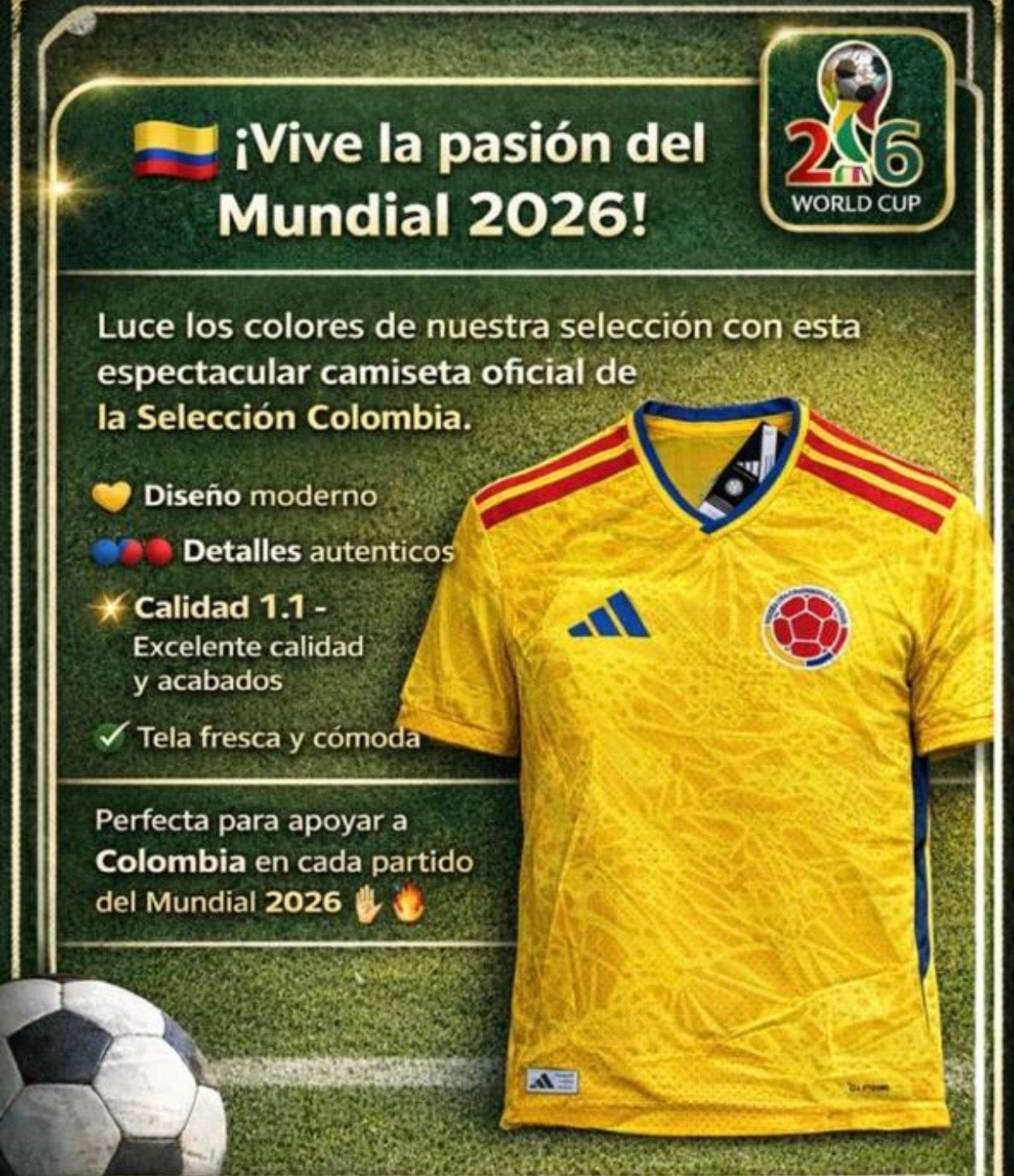 CAMISETA COLOMBIA MUNDIAL 2026 (V.JUGADOR)